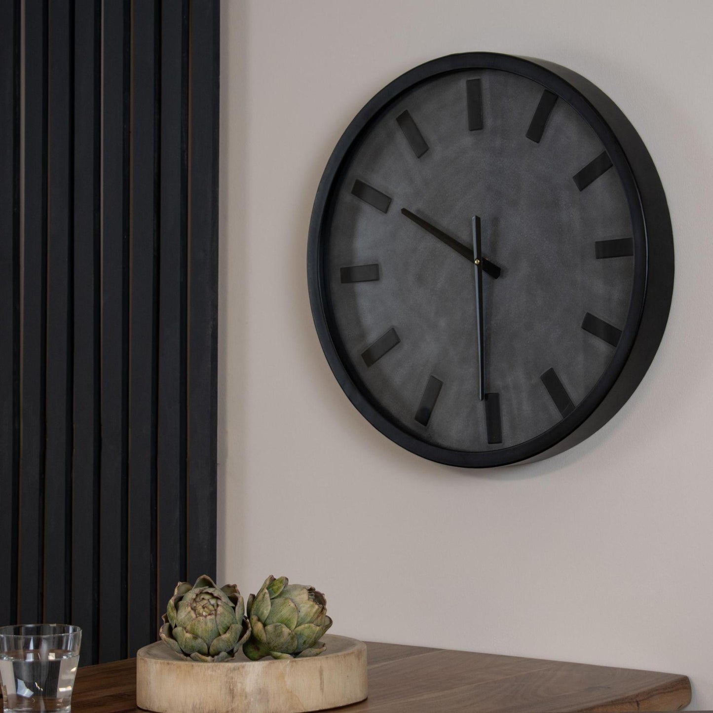 Black Metal Concrete Effect Station Clock - 50cm x 50cm