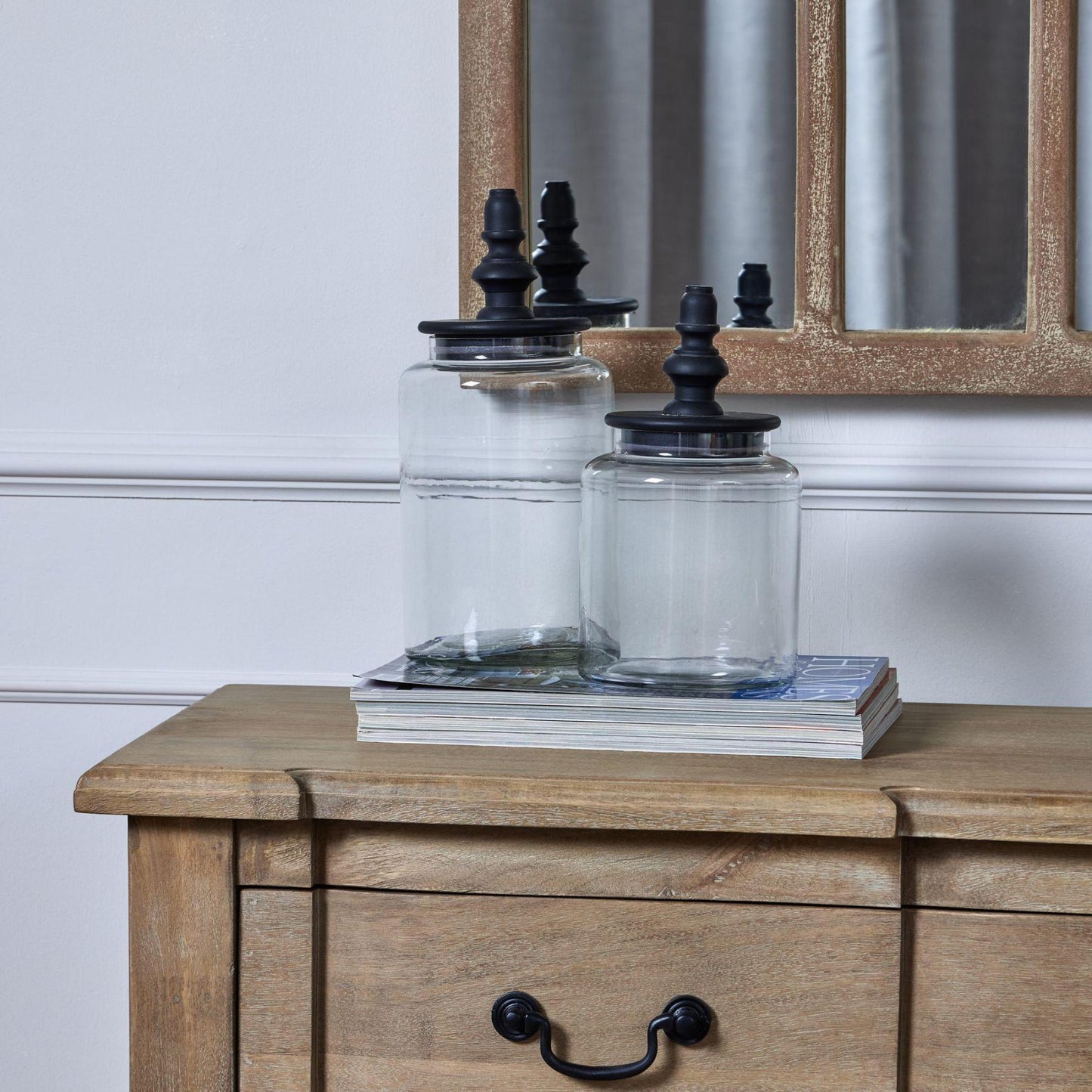 Black Glass Finial Tall Canister