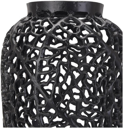 Black Aluminium Cast Lattice Vase