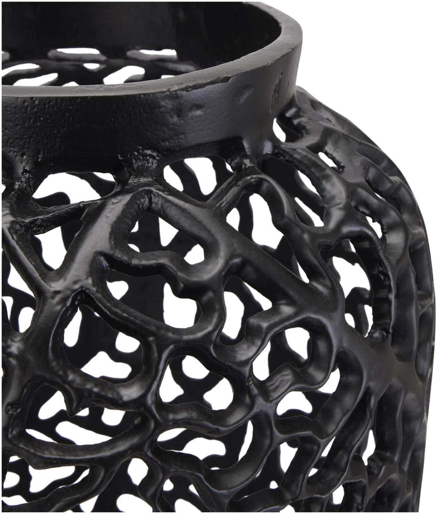 Black Aluminium Cast Lattice Vase