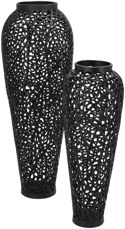 Black Aluminium Cast Lattice Vase