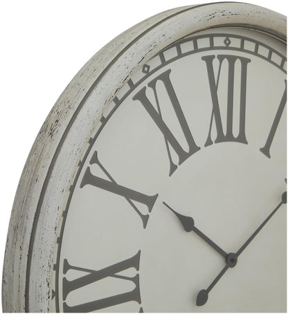 White Metal Embossed Wall Clock - 80cm x 80cm