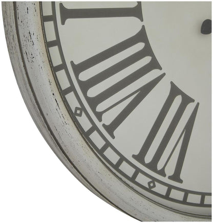 White Metal Embossed Wall Clock - 80cm x 80cm