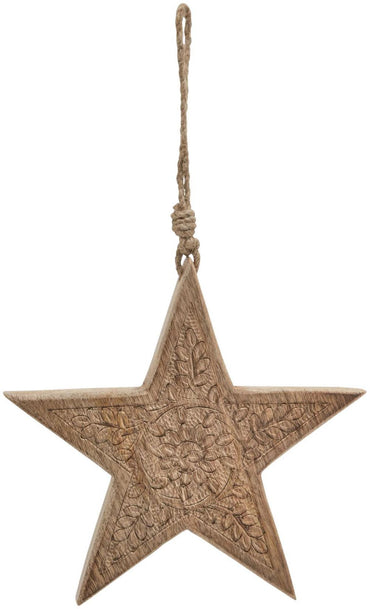 Brown Wood Patterned Hanging Star