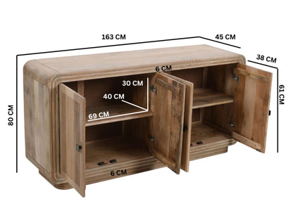 Hudson Carved Mango Wood 163cm Large Sideboard - 4 Doors