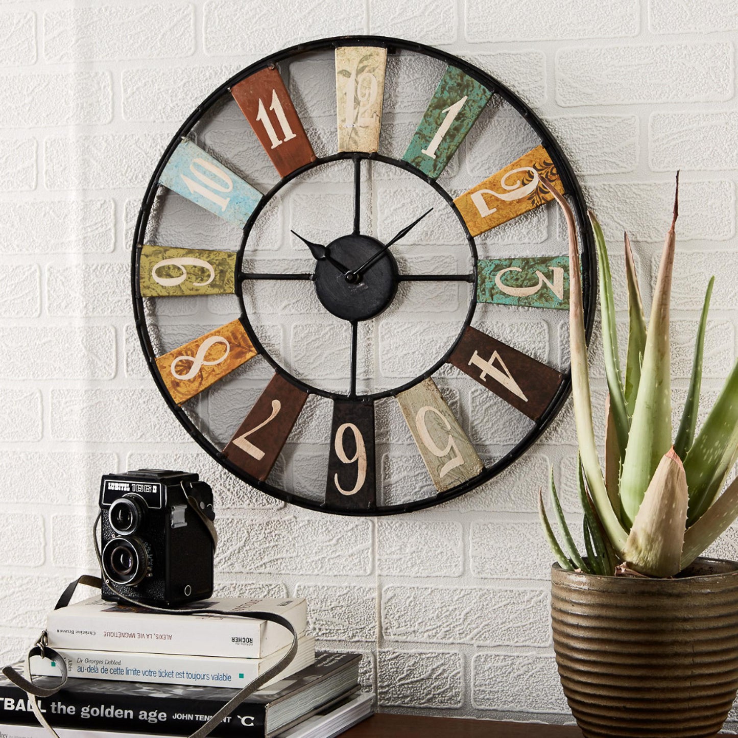 Archie Industrial Style Round Metal Clock - 48cm x 48cm