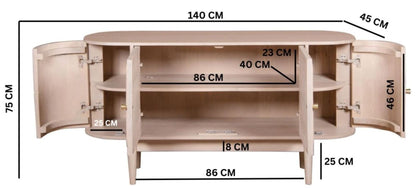 Valencia Rattan and Mango Wood 140cm Large Sideboard - 4 Doors