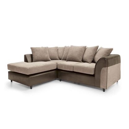 Harley Cord Fabric Corner Sofa - Brown-Left Facing