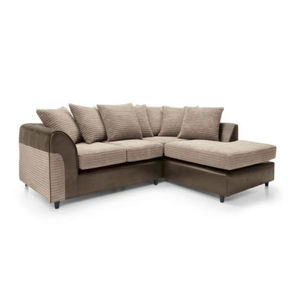 Harley Cord Fabric Corner Sofa - Brown-Right Facing