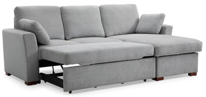 Sorrento Grey Fabric Corner Pull Out Sofa Bed with Storage