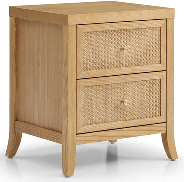 Zach Wood and Rattan 2 Drawer Bedside Table