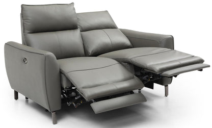 Brooke Grey Leather 2 Seater Electric Recliner Sofa