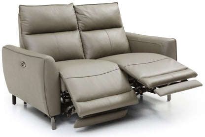 Brooke Taupe Leather 2 Seater Electric Recliner Sofa