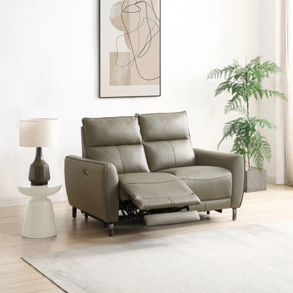 Brooke Taupe Leather 2 Seater Electric Recliner Sofa