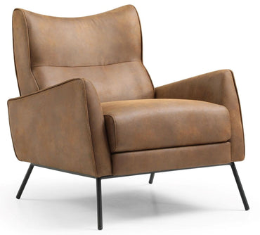 Chloe Brown Leather Look Fabric Accent Armchair