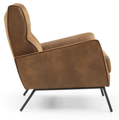 Chloe Brown Leather Look Fabric Accent Armchair