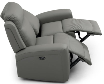 Henley Grey Leather 2 Seater Electric Recliner Sofa