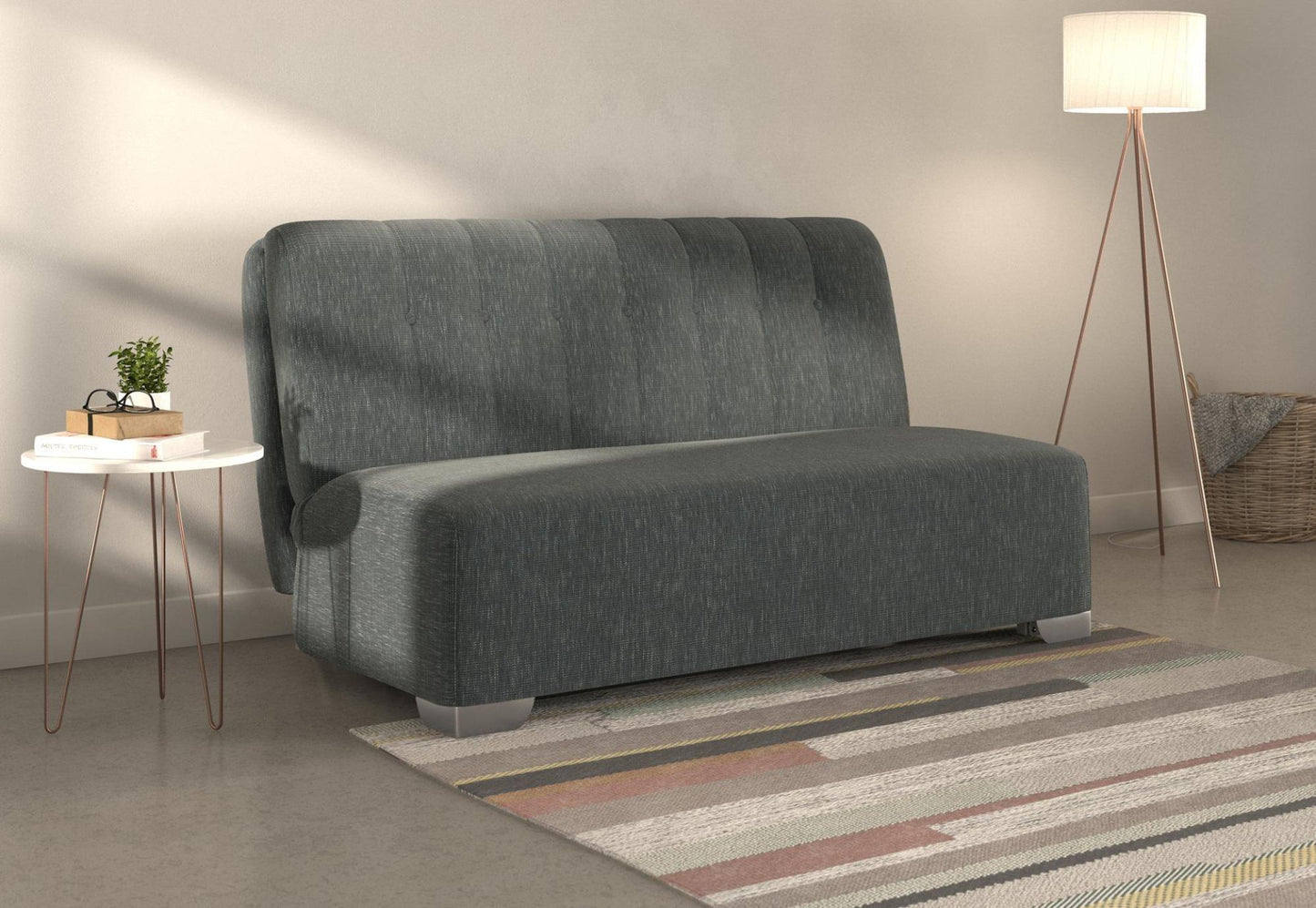 Jude Grey Piero Thunderstorm 2 Seater Fabric Pull Out Sofa Bed