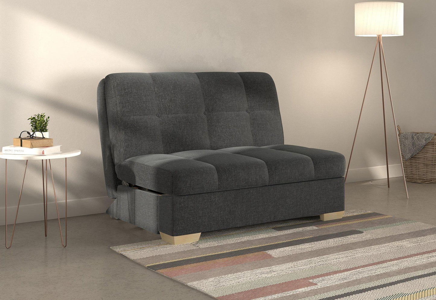 Portman Grey Carina Dusk 2 Seater Fabric Pull Out Sofa Bed