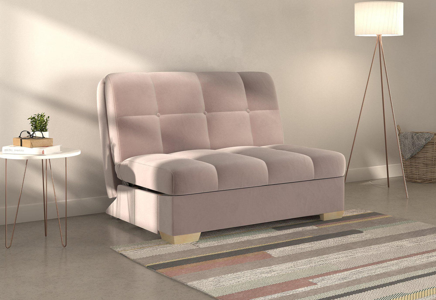 Portman Pink Sunningdale Heather 2 Seater Fabric Pull Out Sofa Bed