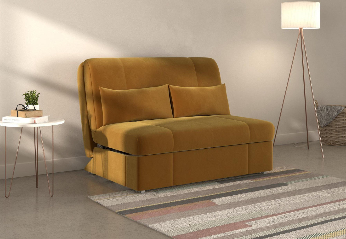 Redford Yellow Sunningdale Saffron 2 Seater Fabric Pull Out Sofa Bed