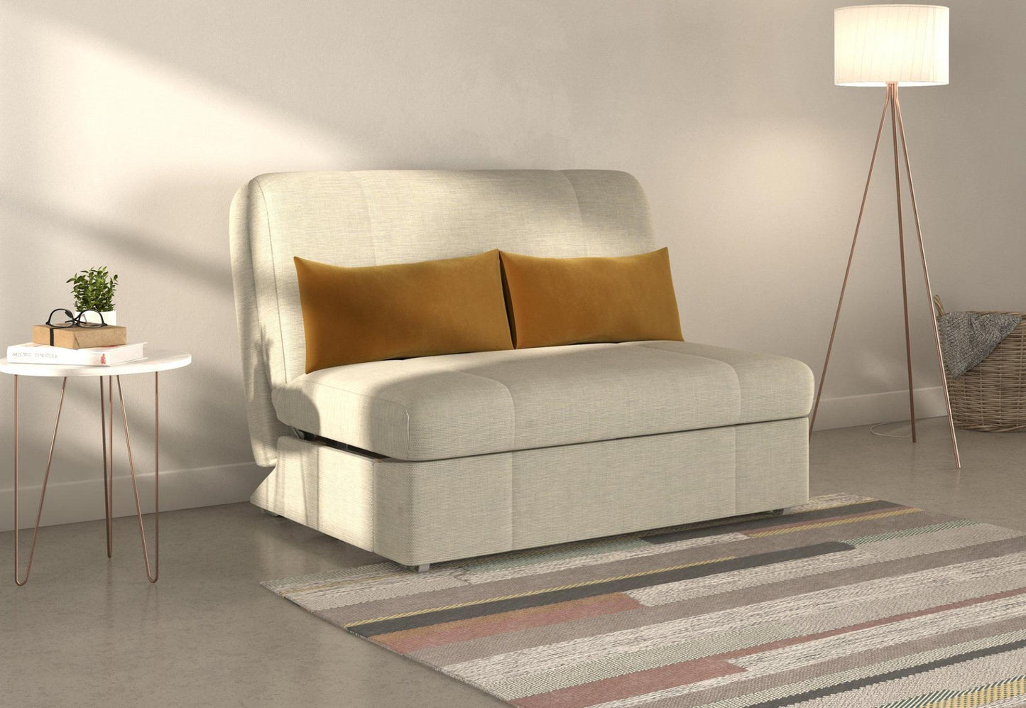 Redford Cream Piero Spring 2 Seater Fabric Pull Out Sofa Bed