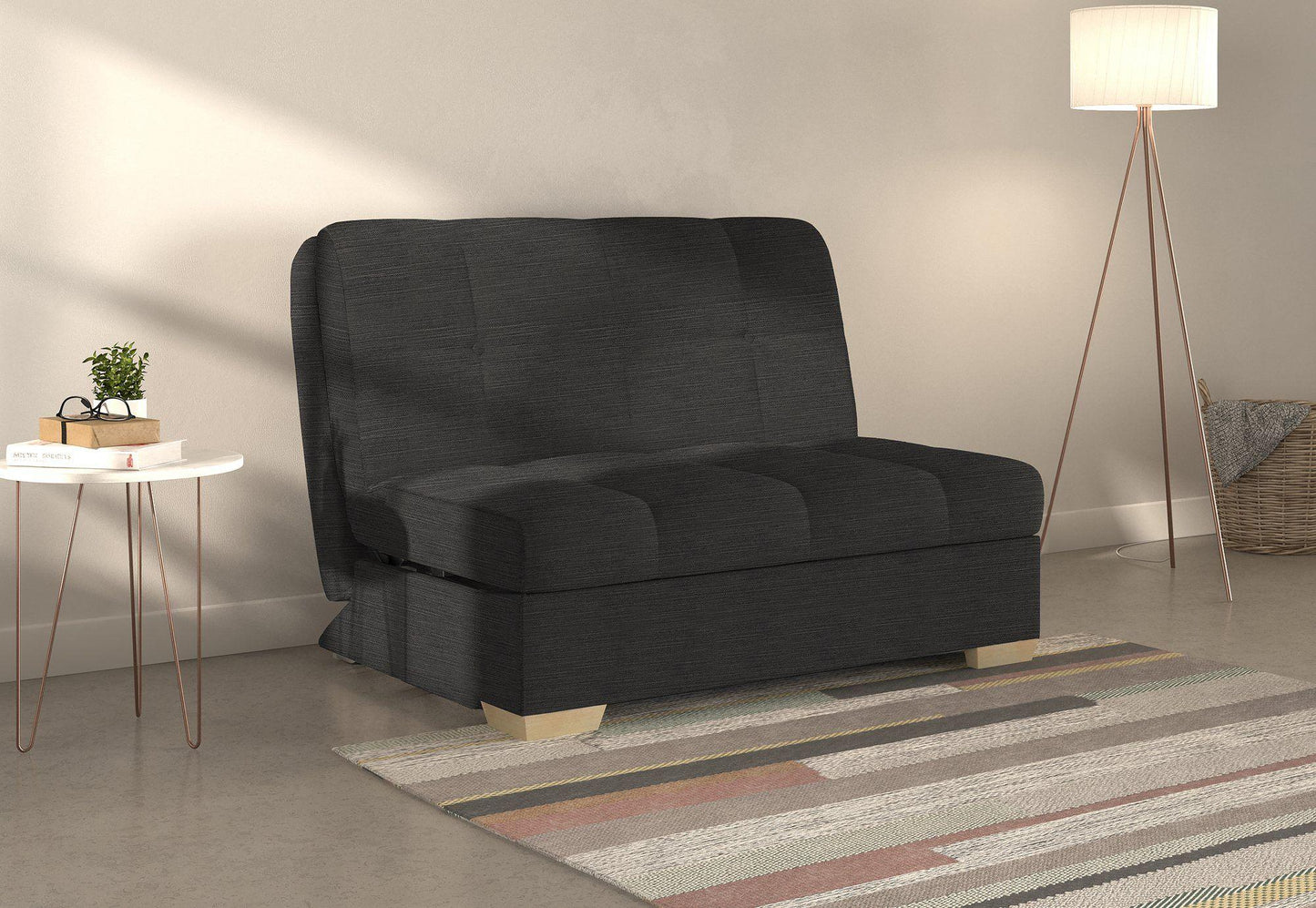 Portman Charcoal Dalton 2 Seater Fabric Pull Out Sofa Bed