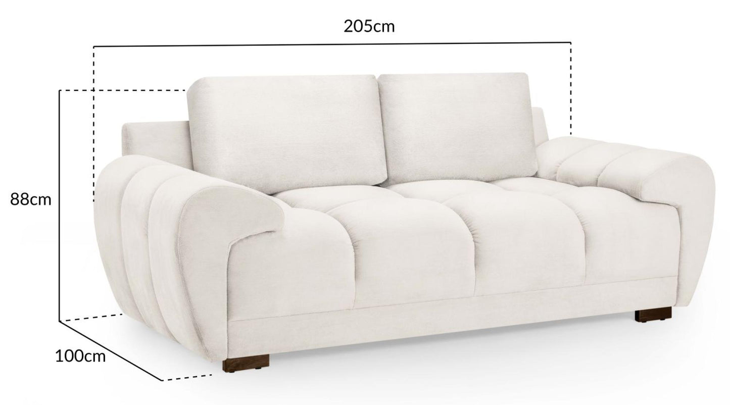 Azzuro Cream Velvet Fabric 2 Seater Sofa