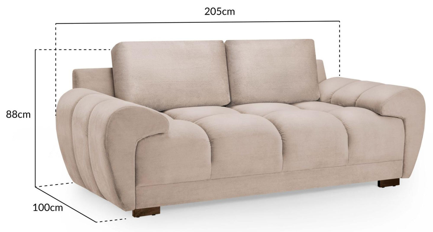 Luxurious Mocha Velvet 2-Seater Sofa with Storage & Sofabed