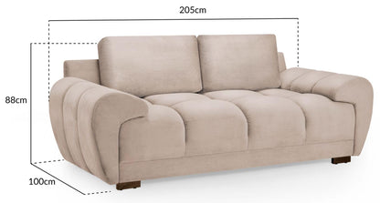 Luxurious Mocha Velvet 2-Seater Sofa with Storage & Sofabed