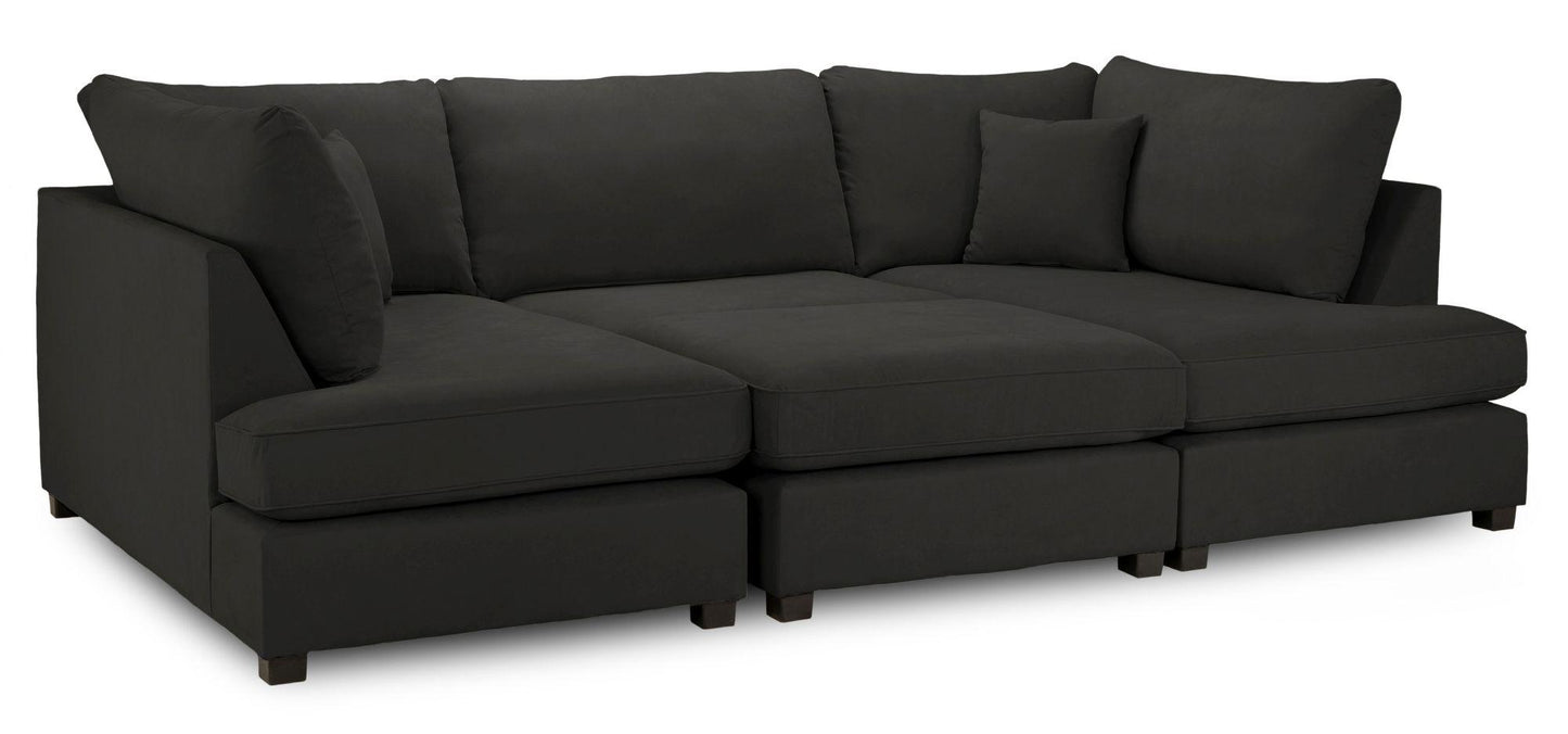 Carnaby Classic Black Fabric U Shape Corner Sofa Suite