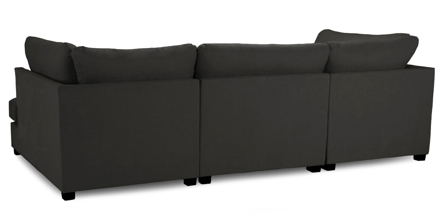 Carnaby Classic Black Fabric U Shape Corner Sofa Suite