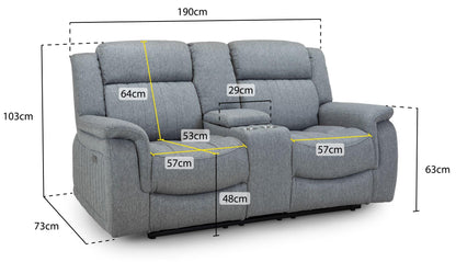 Linden Grey Fabric 2 Seater Recliner Sofa