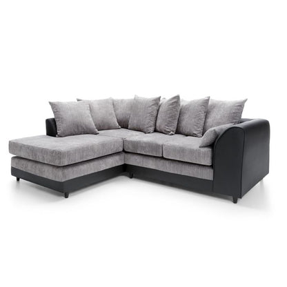 Dilan Fabric Corner Sofa - Black-Left Facing