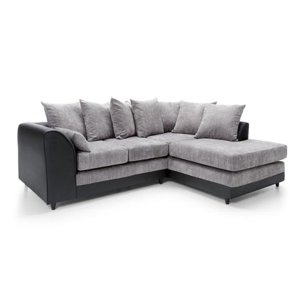 Dilan Fabric Corner Sofa - Black-Right Facing