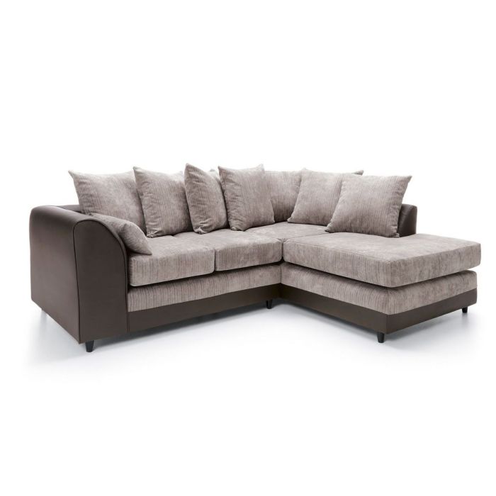 Dilan Fabric Corner Sofa - Brown-Right Facing