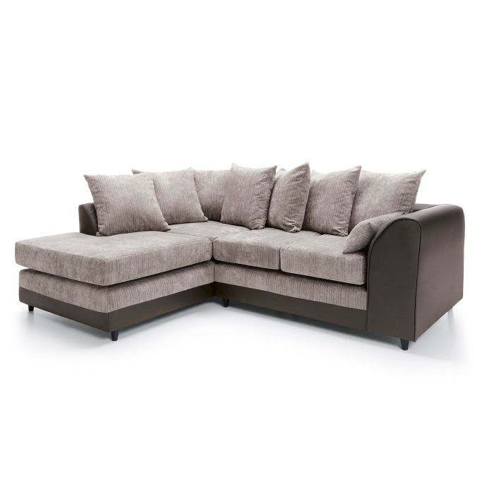 Dilan Fabric Corner Sofa - Brown-Left Facing