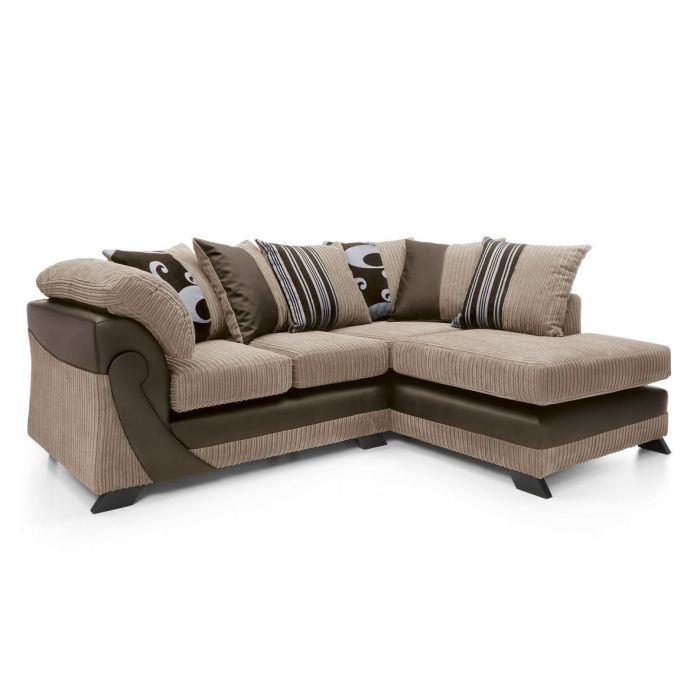 Illuminate Fabric Corner Sofa - Brown-Right Facing