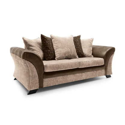 Faro Modern Style Crushed Chenille 3 Seater Sofa - Brown Fabric