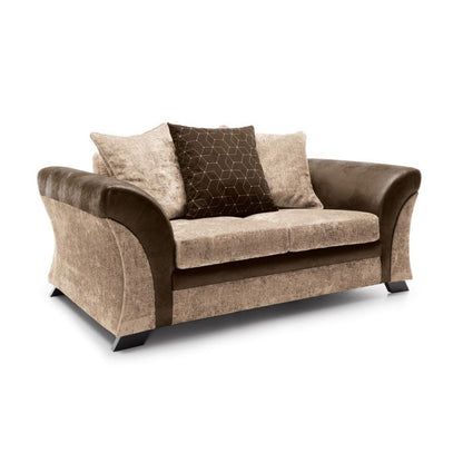 Faro Modern Style Crushed Chenille 2 Seater Sofa - Brown Fabric