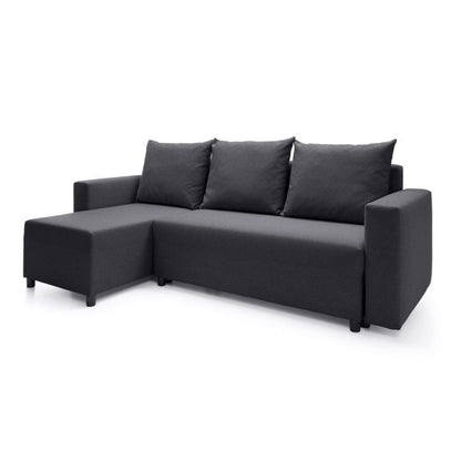 Osllo Corner Sofabed - Black-Left Facing Fabric