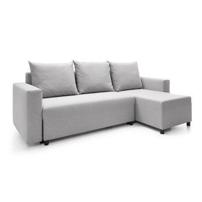 Osllo Corner Sofabed - Light Grey-Right Facing Fabric