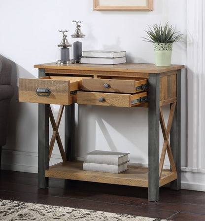 Urban Elegance Reclaimed Wood 3 Drawer Console Table