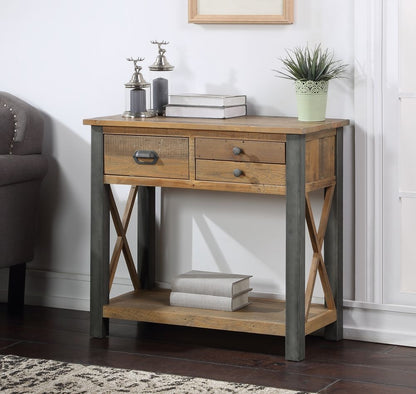 Urban Elegance Reclaimed Wood 3 Drawer Console Table