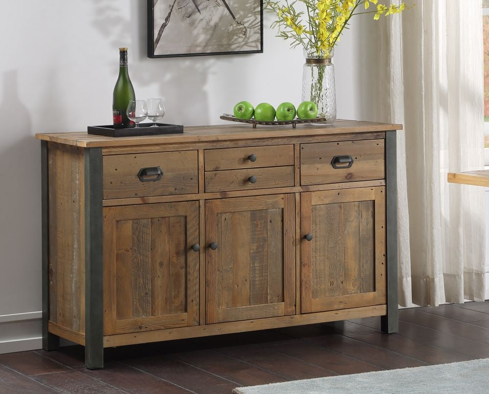 Urban Elegance Reclaimed Wood 3 Drawer Sideboard