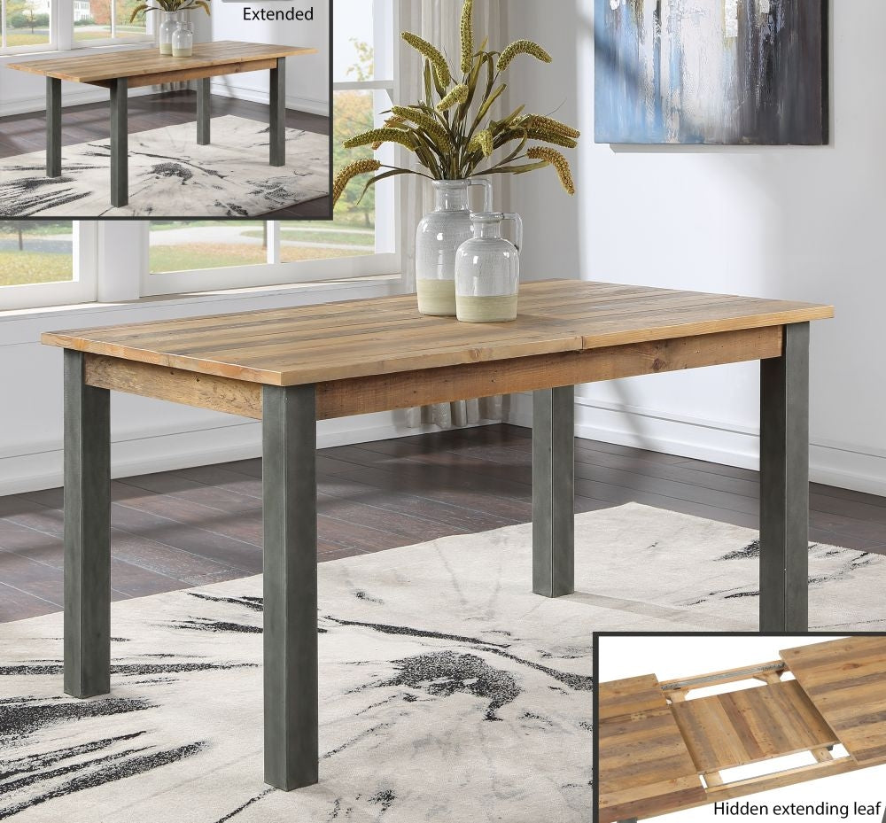 Urban Elegance Reclaimed Wood 6 Seater Extending Dining Table