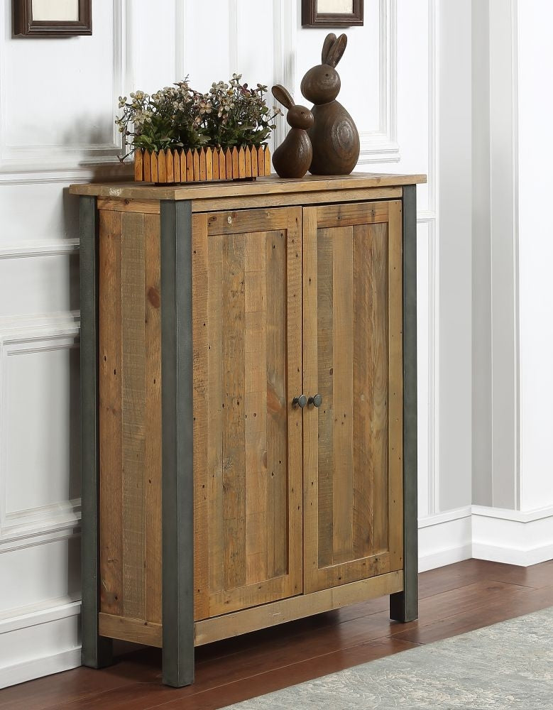 Urban Elegance Reclaimed Wood Small Shoe Storage Cupboard