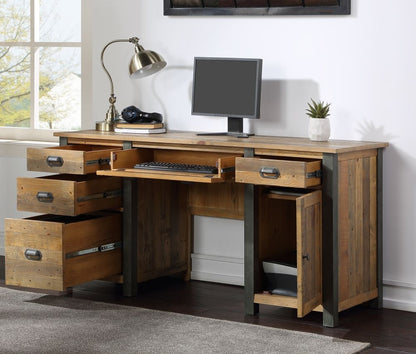 Urban Elegance Reclaimed Wood Twin Pedestal Home Office Desk