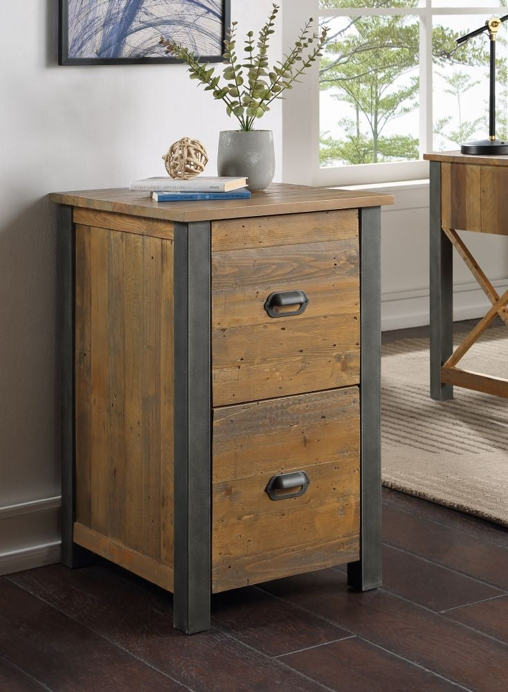 Urban Elegance Reclaimed Wood Two Drawer Filing Cabinet