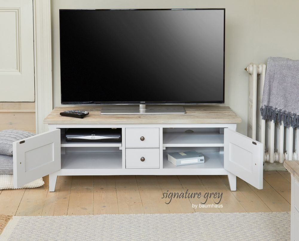 Signature Grey Painted 2 Door 2 Drawer TV Unit